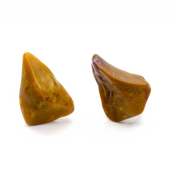 Natural Tumbled Stone Earrings, Vintage Brown on Screw Backs - Picture 2 of 4